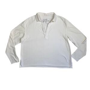 Frank & Eileen Patrick Popover Henley Minimalist Long Sleeve Shirt White L